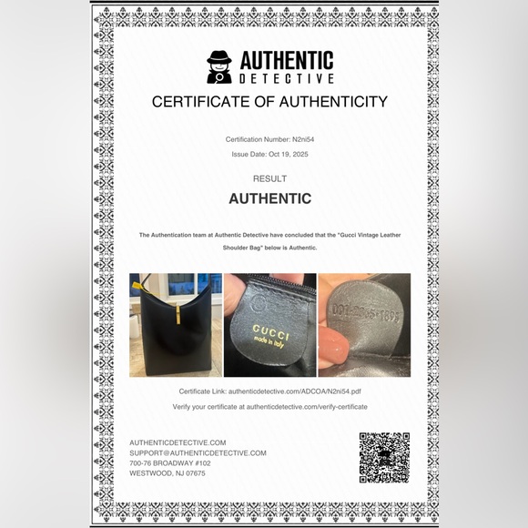 Gucci Black Leather Vintage Shoulder Bag with COA - Picture 16 of 17